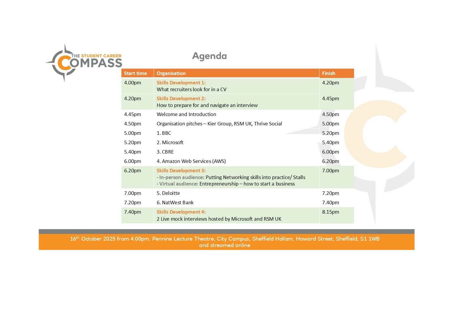 The Student Career Compass Sheffield Event